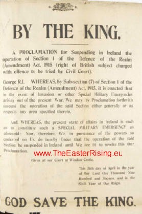 Suspension of the Defence of The Relm Act Ireland Easter 1916