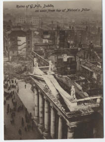 Ruins of GPO Dublin as seen from the top of Nelsons Pillar