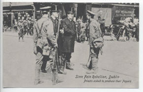 Sinn Fein Rebellion Dublin. Priests asked to produce their papers
