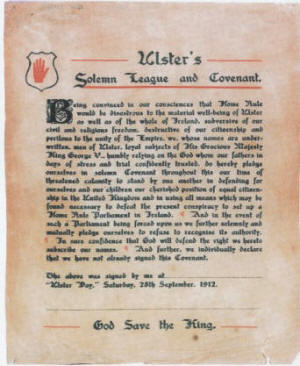 Ulster's solemn League & covenant 28th September 1912